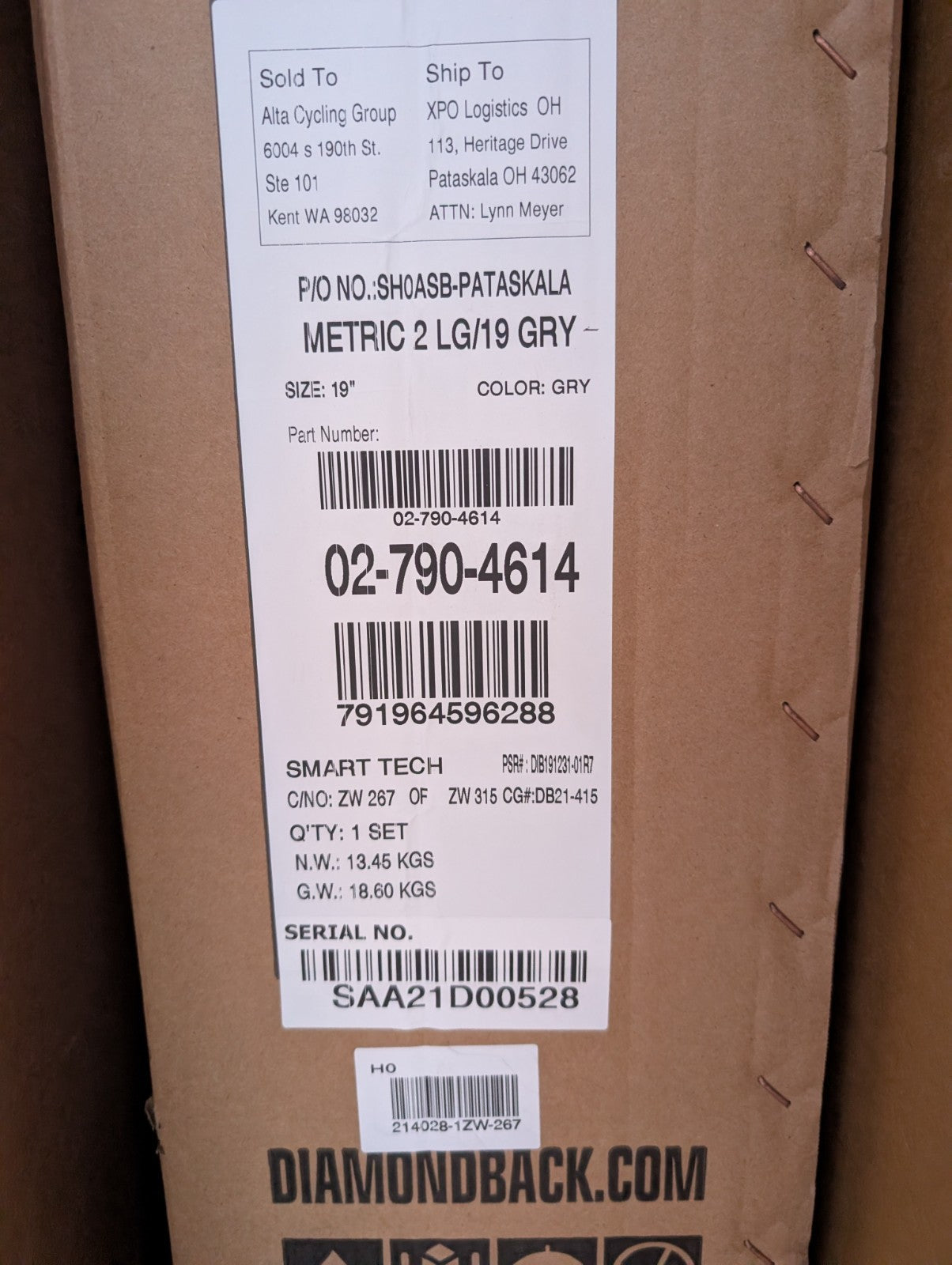 Diamondback Metric 2 - Lg/19" - Grey - NIB2