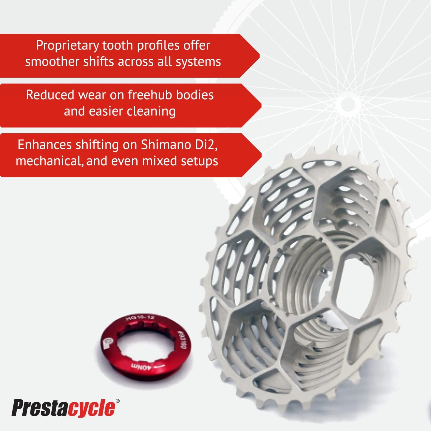 Prestacycle UniBlock PRO Cassette 12 Speed 11-28, – Shimano HG11 / HG122