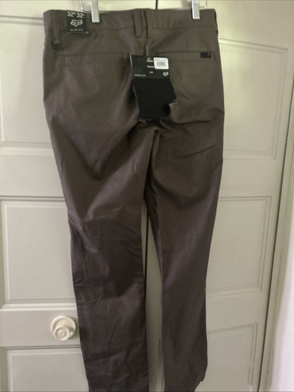 Fox Racing Pants Mens 32x32 Dk Taupe Slim Straight Essex Stretch1