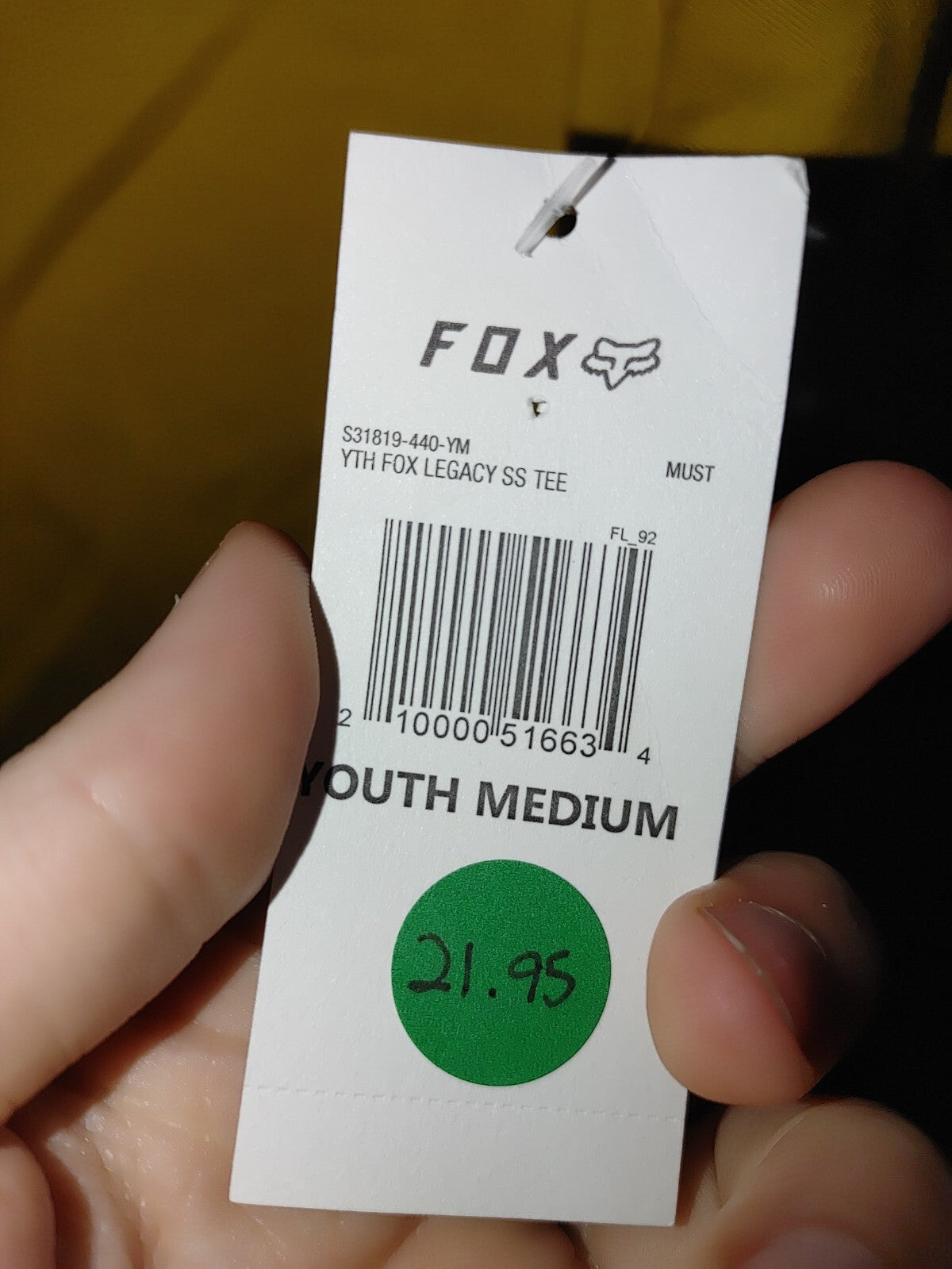 Fox Youth Legacy SS Tee Shirt Yellow Youth Medium2