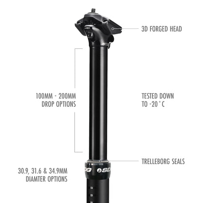 SDG Components Tellis Dropper Seatpost Black, 31.7Mm, 150Mm3