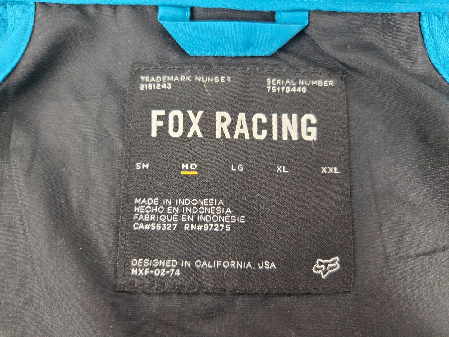 Fox Racing "Cienega" Hooded Windbreaker - sz M - Maui Blue and Black4