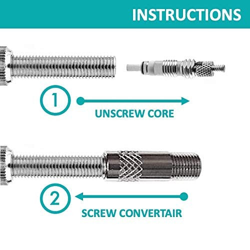RideAir ConvertAir (Pair) Presta to Schrader Converter (not Adapter) Aluminium4