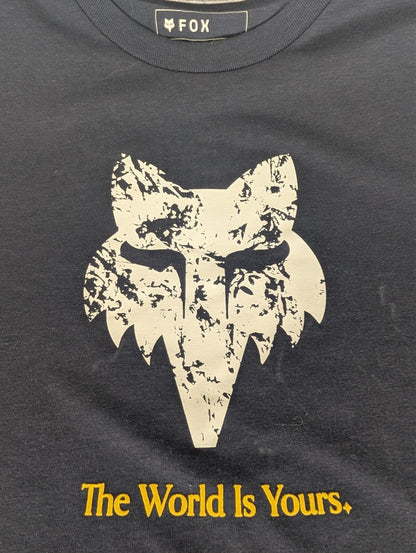 Fox "The World Is Yours" Mens Tshirt - Navy - NWT3