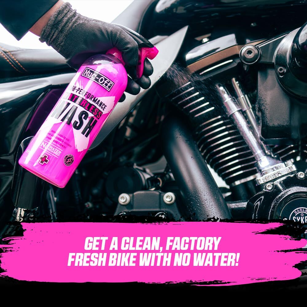 Muc-Off Motorcycle Waterless Wash & Protectant Kit - Motorcycle Cleaning Kit,1