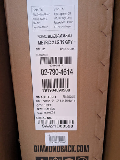 Diamondback Metric 2 - Lg/19" - Grey - NIB2