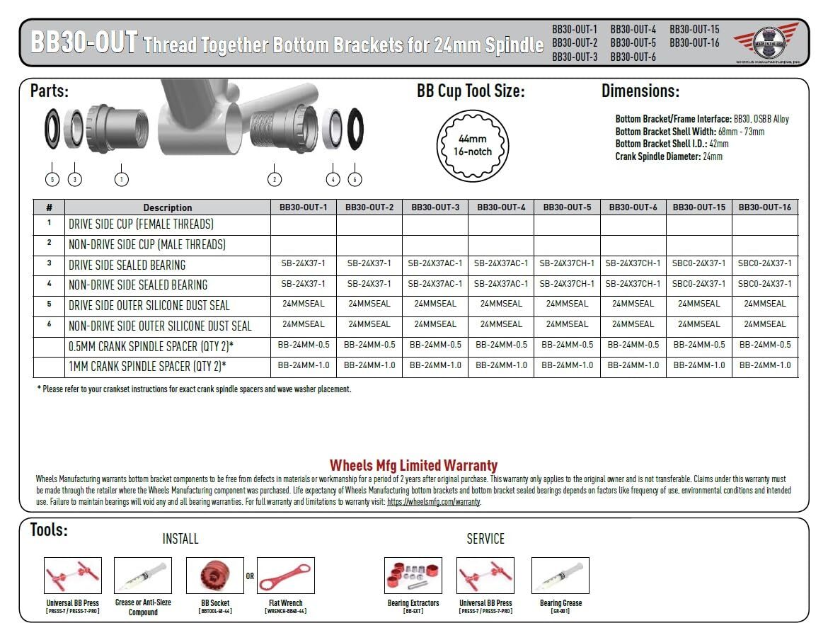 Wheels Manufacturing BB30 to Outboard Bottom Bracket with Angular Contact5