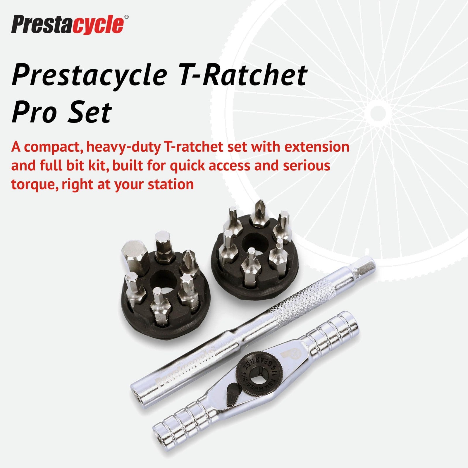 Prestacycle T-Ratchet Pro Tool Set – Compact 3-Way Ratchet Wrench with Extension1