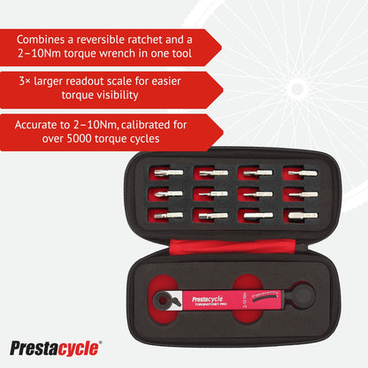 Prestacycle TorqRatchet PRO Deluxe Kit – 2–10Nm Torque Wrench & Ratchet2