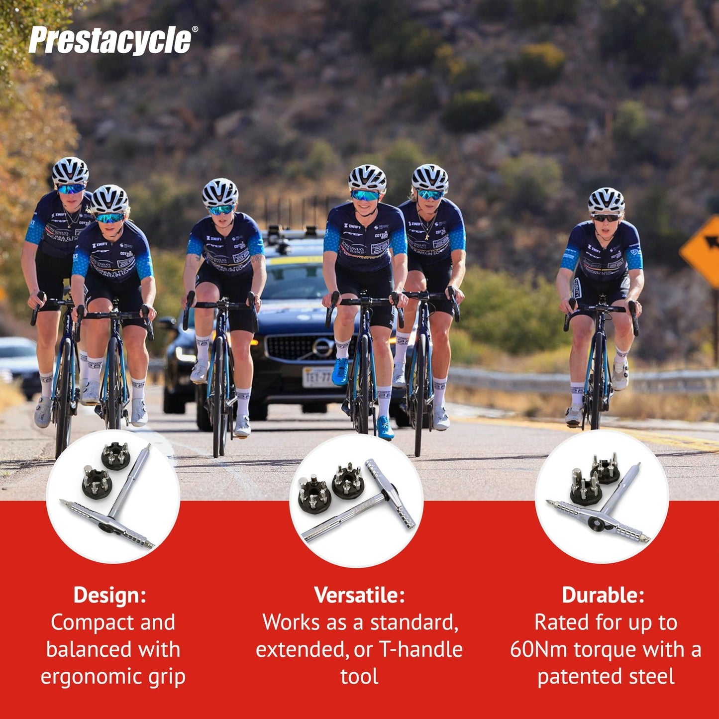 Prestacycle T-Ratchet Pro Tool Set – Compact 3-Way Ratchet Wrench with Extension3