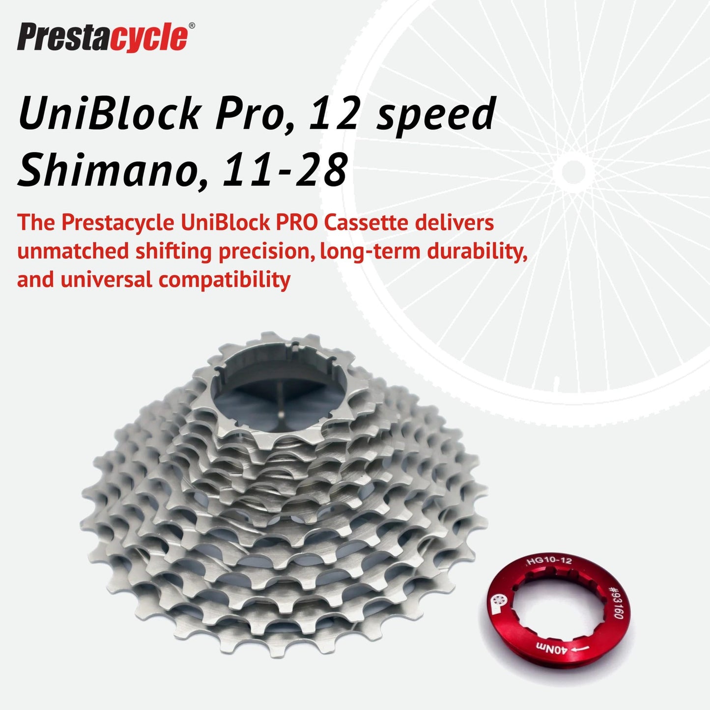 Prestacycle UniBlock PRO Cassette 12 Speed 11-28, – Shimano HG11 / HG121