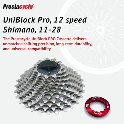 Prestacycle UniBlock PRO Cassette 12 Speed 11-28, – Shimano HG11 / HG121
