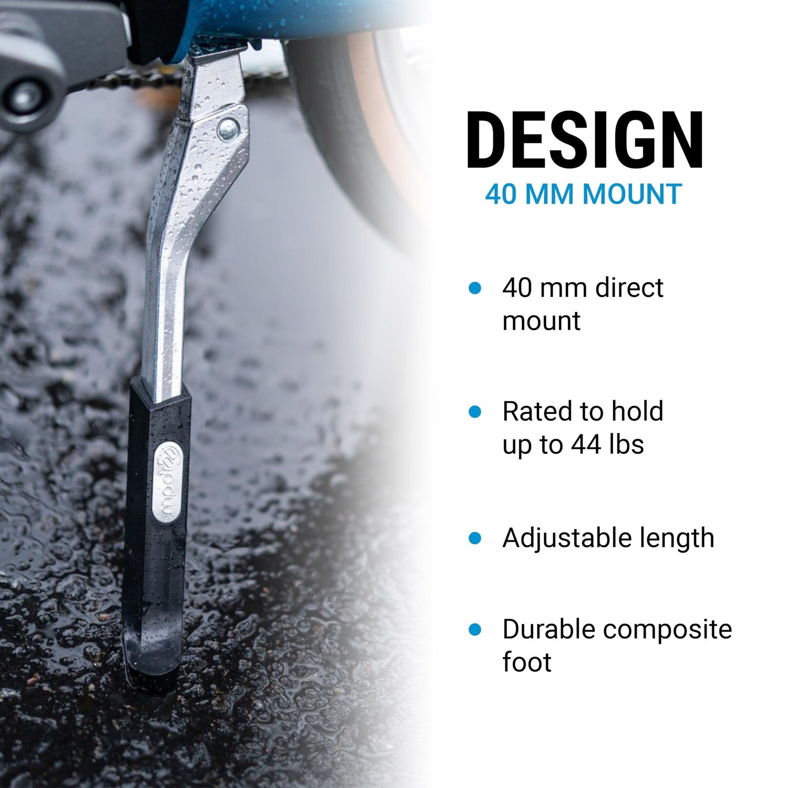 Portland Design Works Power Stance Bicycle Kickstand, Rear Mount 40mm, Silver2