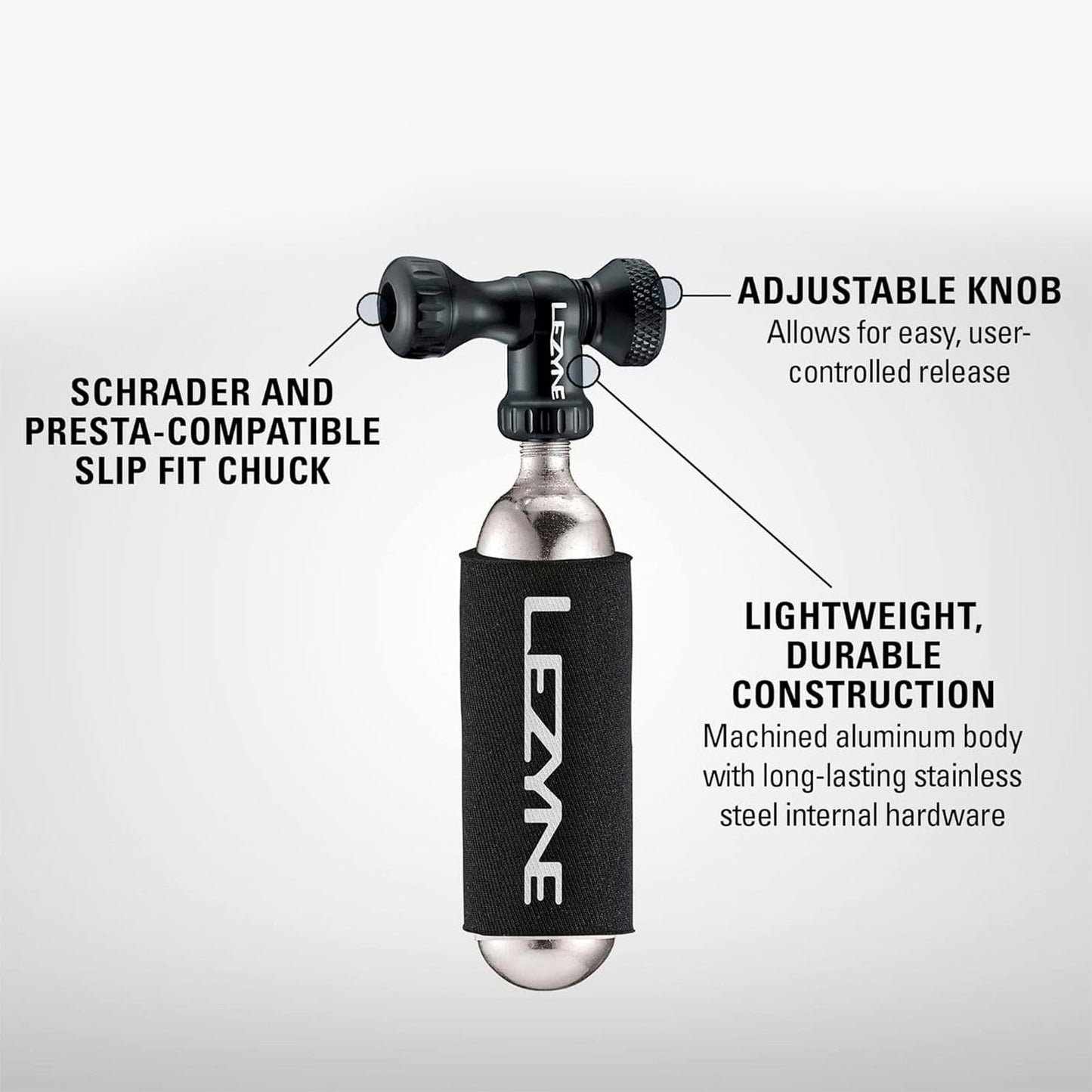LEZYNE Control Drive CO2 Bike Tire Inflator - Presta & Schrader Compatible6