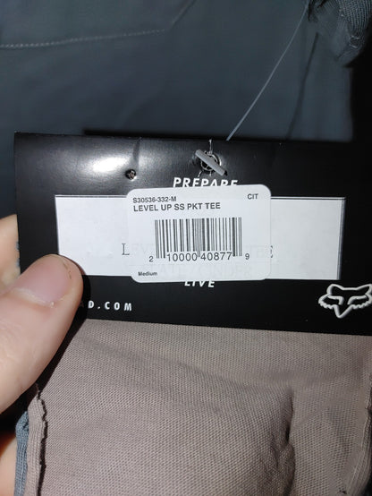 Fox Mens Leveup SS Front Pocket Tee Shirt Medium2