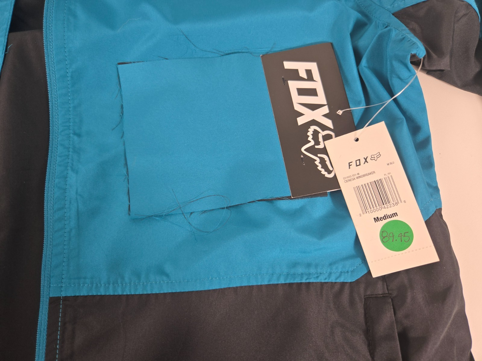 Fox Racing "Cienega" Hooded Windbreaker - sz M - Maui Blue and Black6