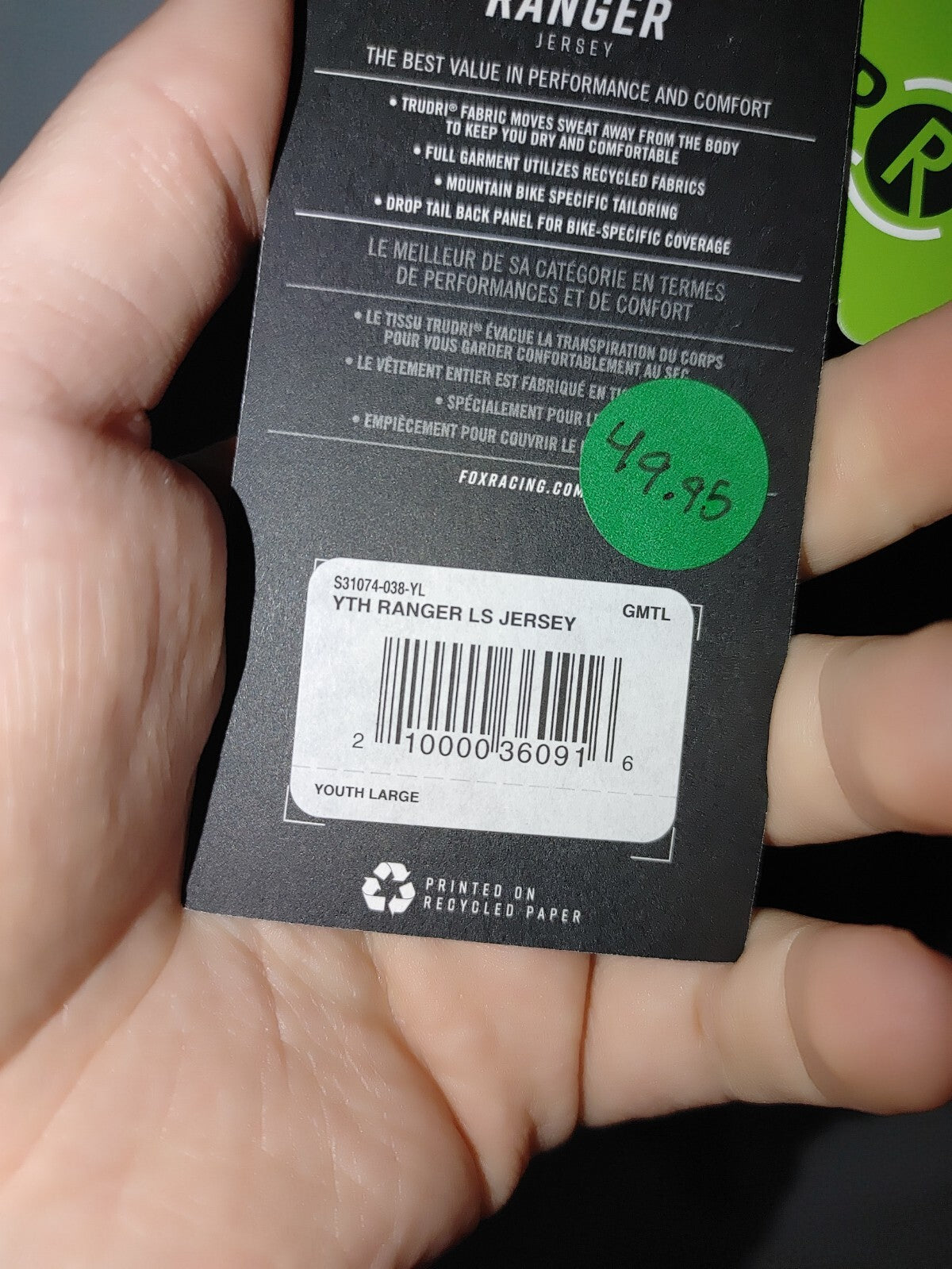 Fox Youth Ranger LS Jersey Gunmetal Youth Large2