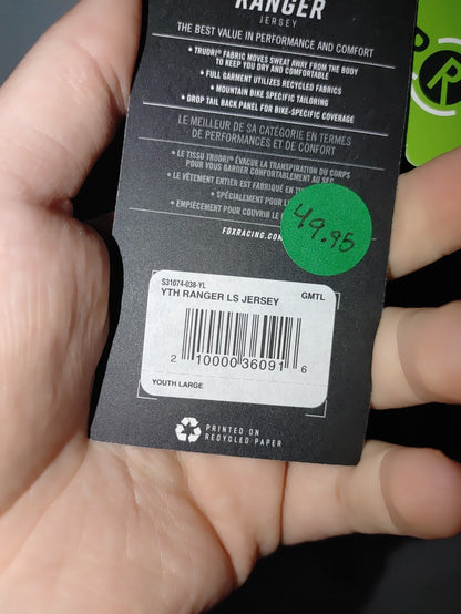 Fox Youth Ranger LS Jersey Gunmetal Youth Large2