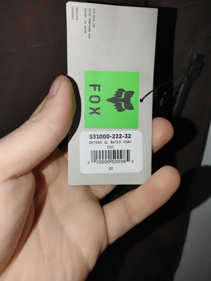 Fox Mens Defend 3L Water Pants Brown 32in2