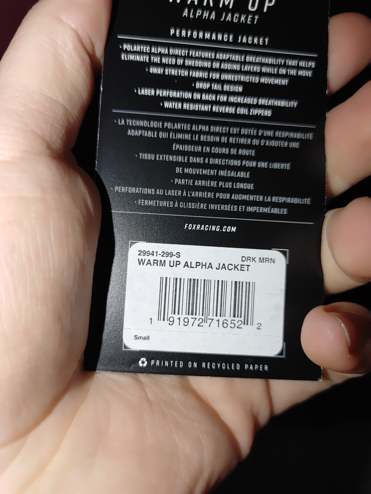 Fox Mens Warmup Alpha Jacket Maroon Small2