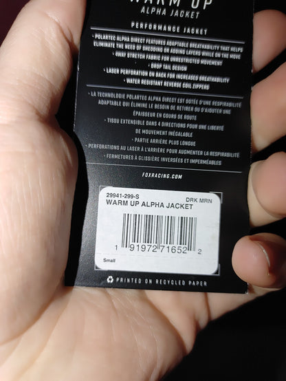 Fox Mens Warmup Alpha Jacket Maroon Small2