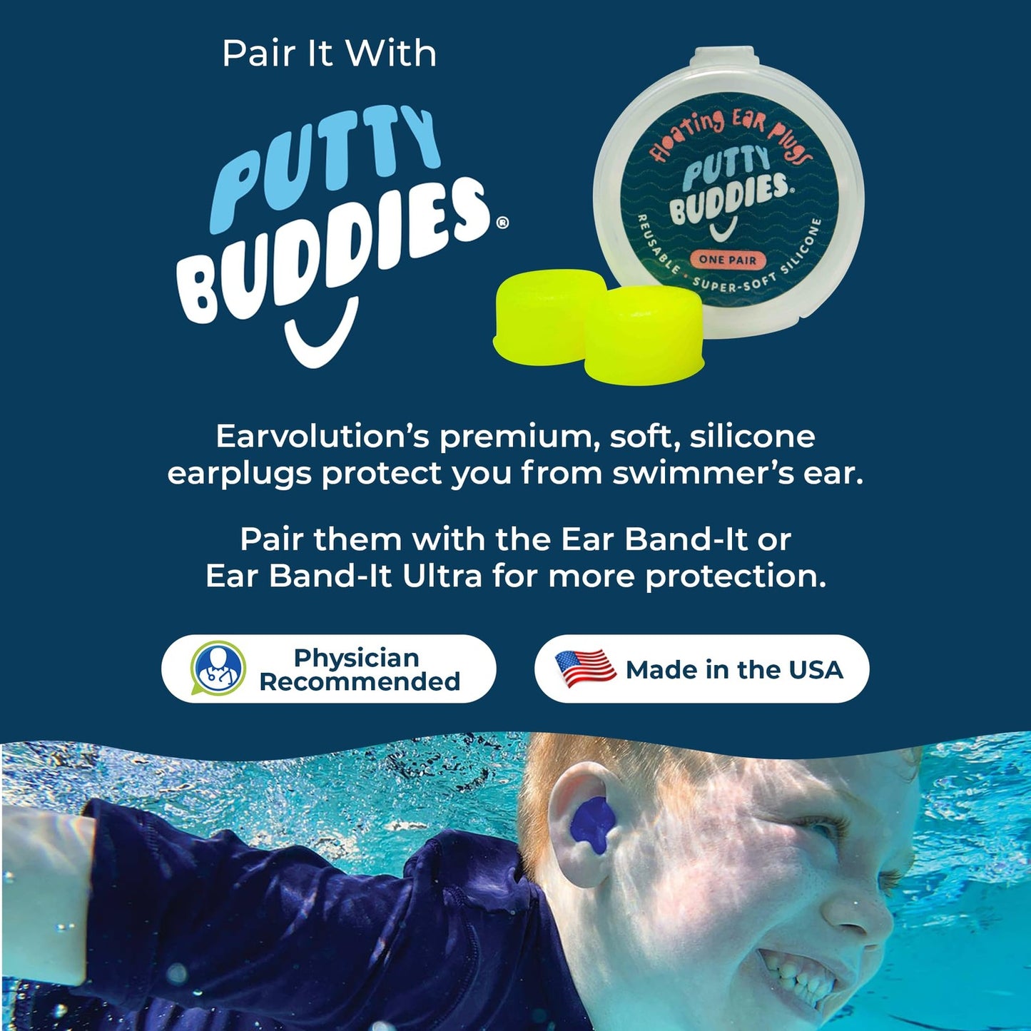 Earvolution Ear Band-It Original Swimming Headband for Kids/Adults - Invented by6