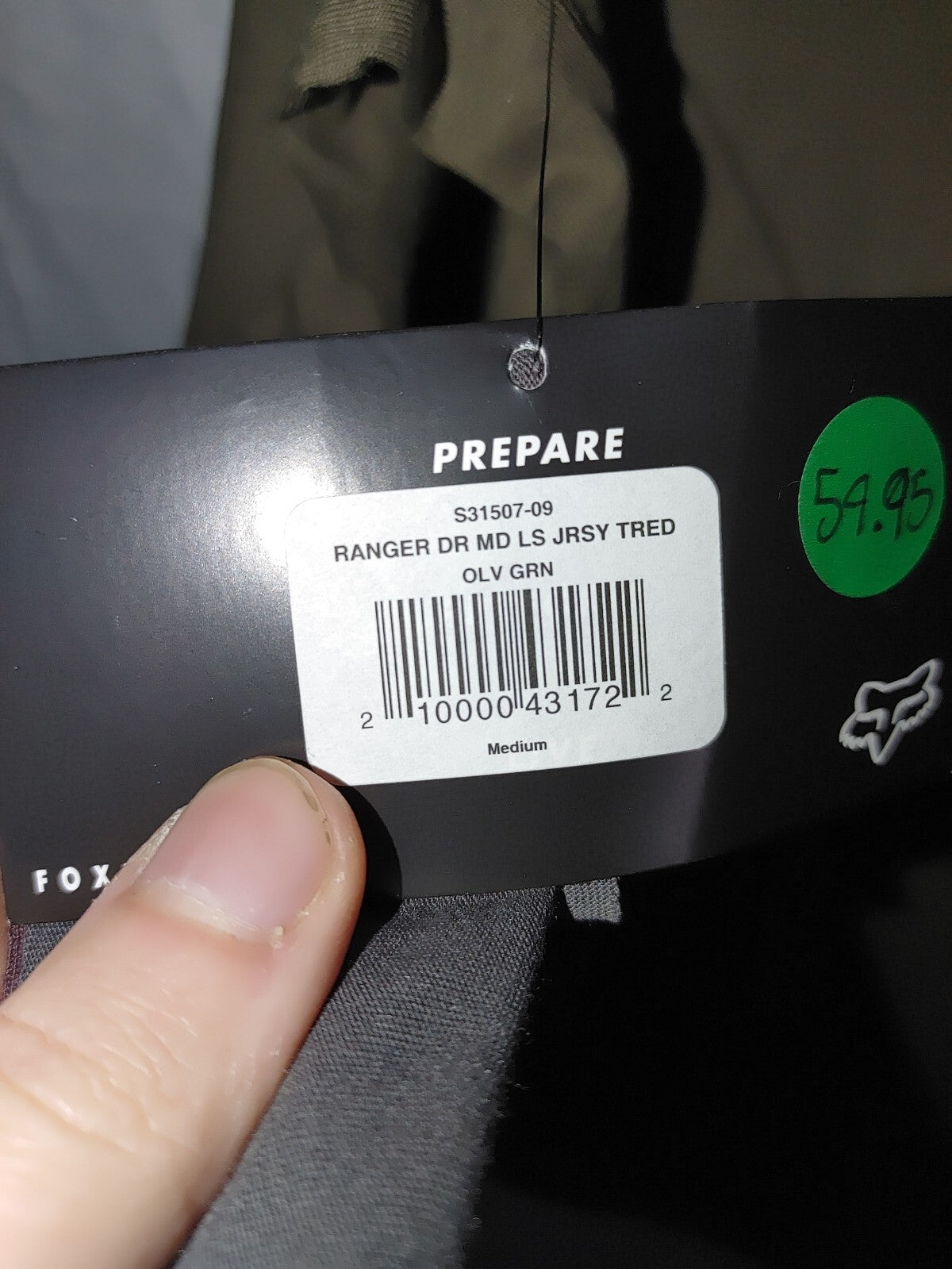 Fox Mens DR MD LS Jersey TRED Olive Green Medium2