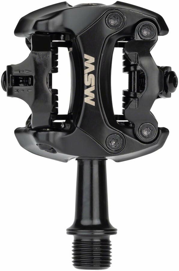MSW FLASH II PEDALS DUAL SIDED CLIPLESS 9/16" BLACK ALUMINUM