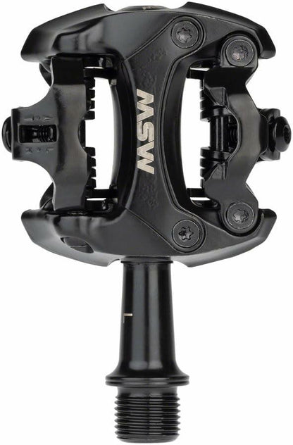 MSW FLASH II PEDALS DUAL SIDED CLIPLESS 9/16" BLACK ALUMINUM