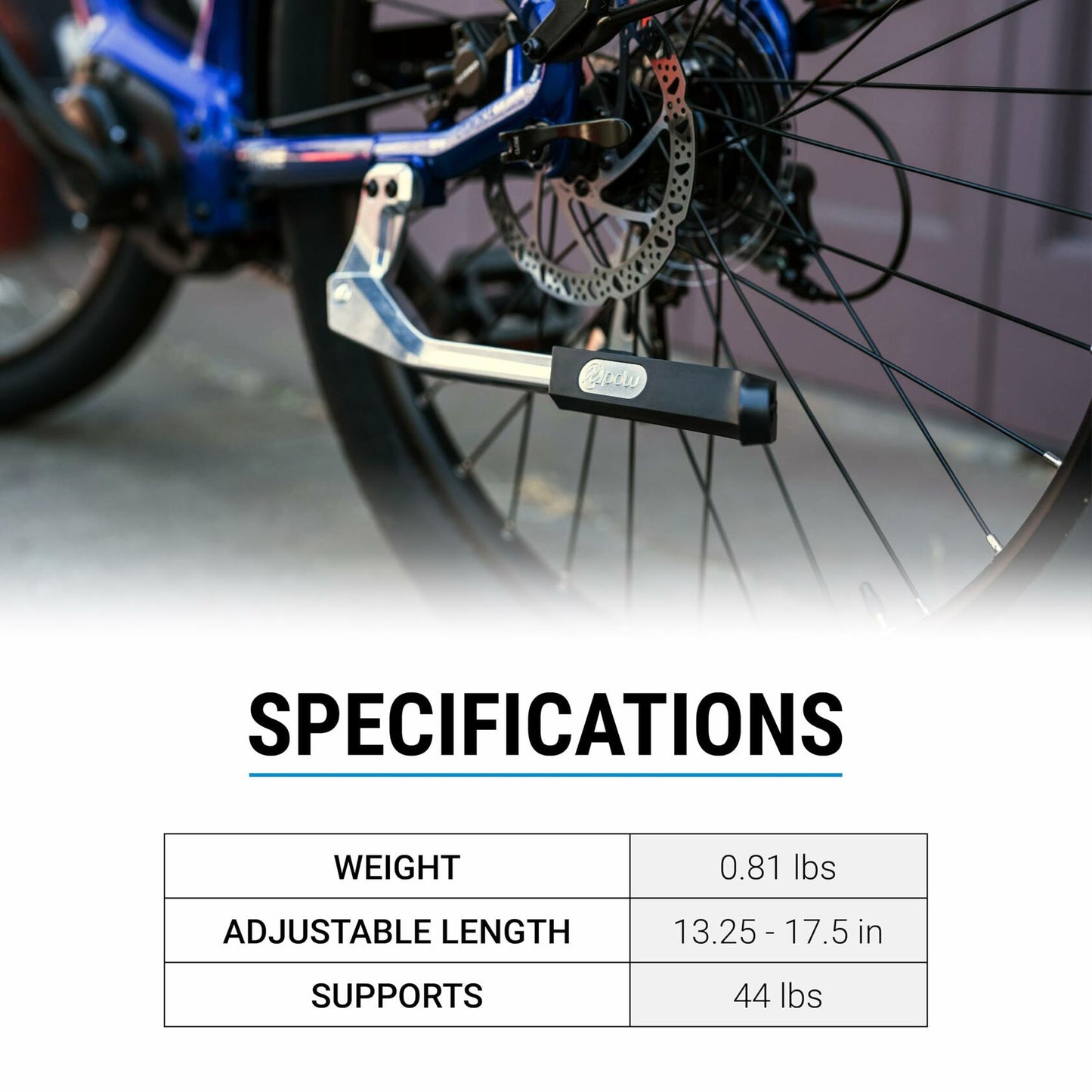 Portland Design Works Power Stance Bicycle Kickstand, Rear Mount 40mm, Silver