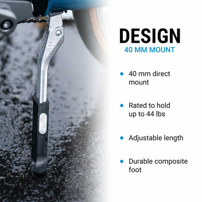 Portland Design Works Power Stance Bicycle Kickstand, Rear Mount 40mm, Silver