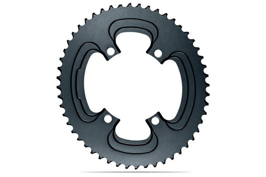 AbsoluteBLACK Silver Series Oval -110 BCD 4-Bolt Chainring -52T -Shimano DuraACE