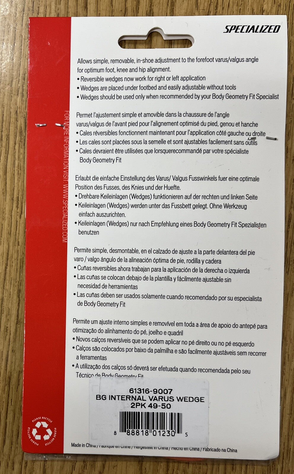 Specialized Bg Internal Varus Wedge 2pk Bg Fitting Orange/varus 39-401