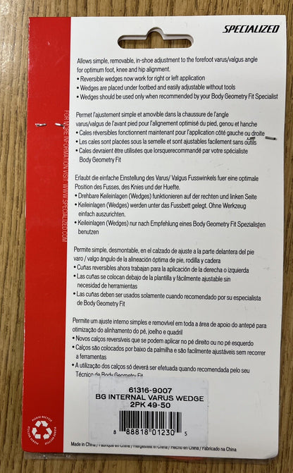 Specialized Bg Internal Varus Wedge 2pk Bg Fitting Orange/varus 39-401